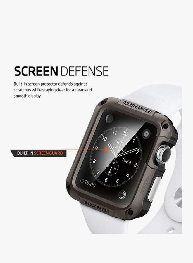 Spigen Tough Armor Case Cover With Screen Protector For Apple Watch Series 2/3 42mm Metallic Black - Image 4