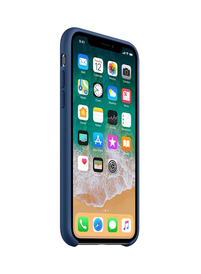 Silicone Case Cover For Apple iPhone X Blue Cobalt - Image 3