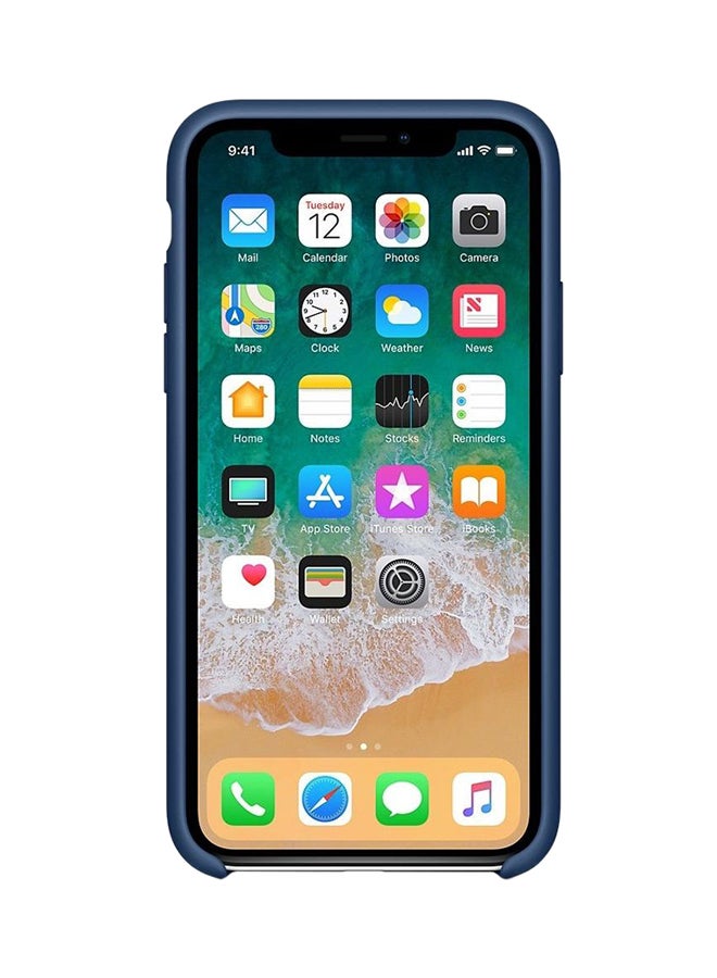 Silicone Case Cover For Apple iPhone X Blue Cobalt - Image 2