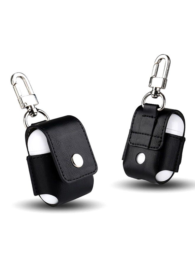 Generic - Leather Case Cover With Belt Hook For Apple AirPod Black - Image 1