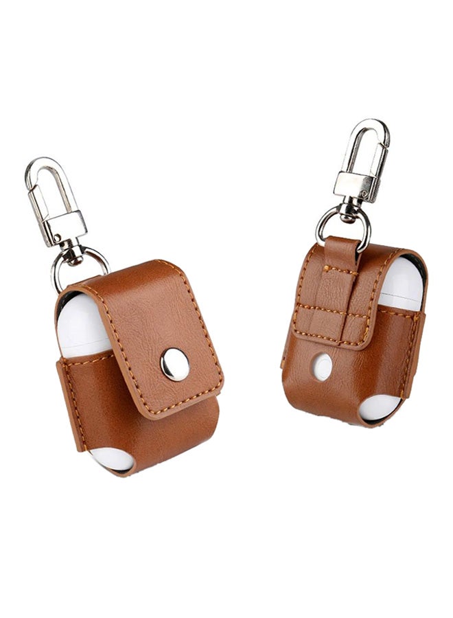 Generic - Protective Case Cover For Apple AirPods With Hook Brown - Image 1