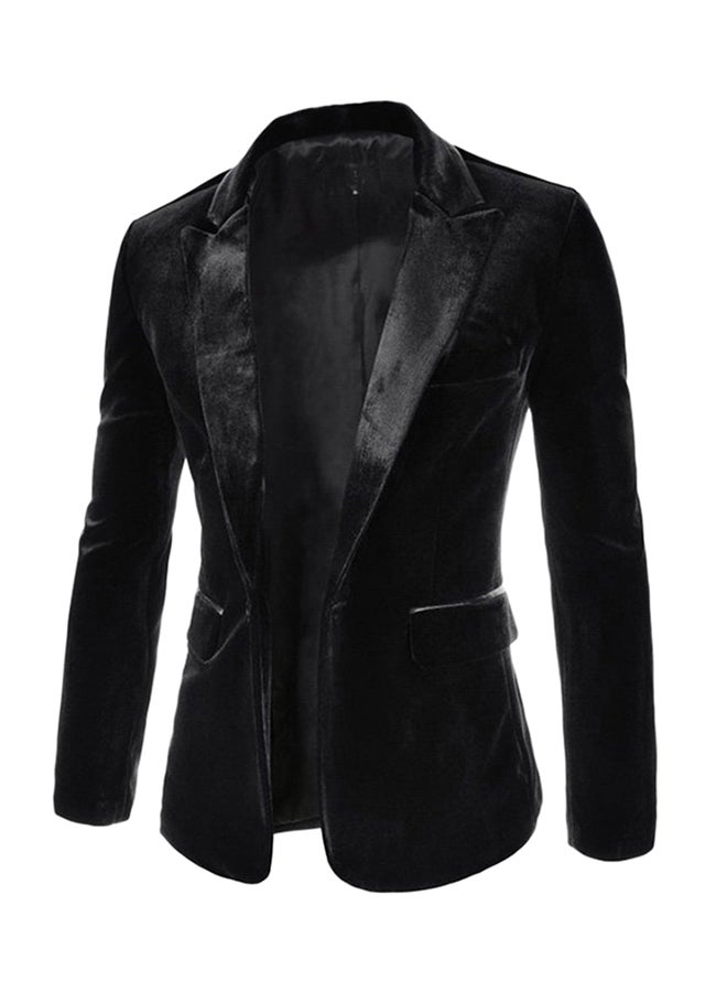 Generic - Slimming Corduroy Blazer Black - Image 1