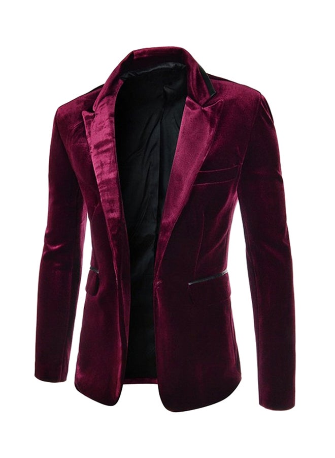 Generic - Slimming Corduroy Blazer Red - Image 1