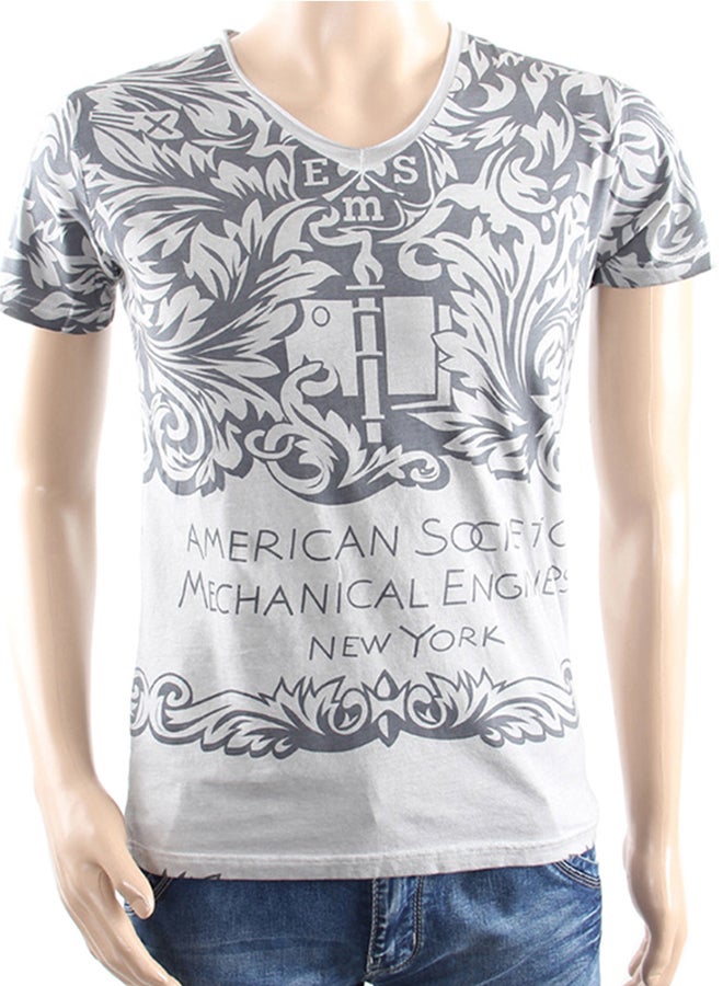 Printing Short Sleeve T-shirt Light Grey 