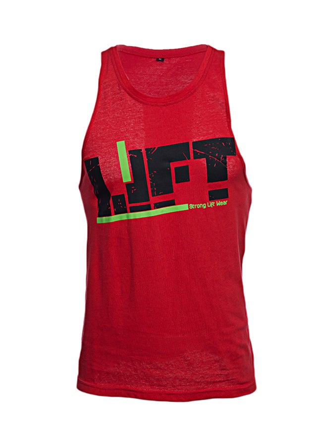 Active Letter Print Sleeveless Tank Top Red  - Image 1