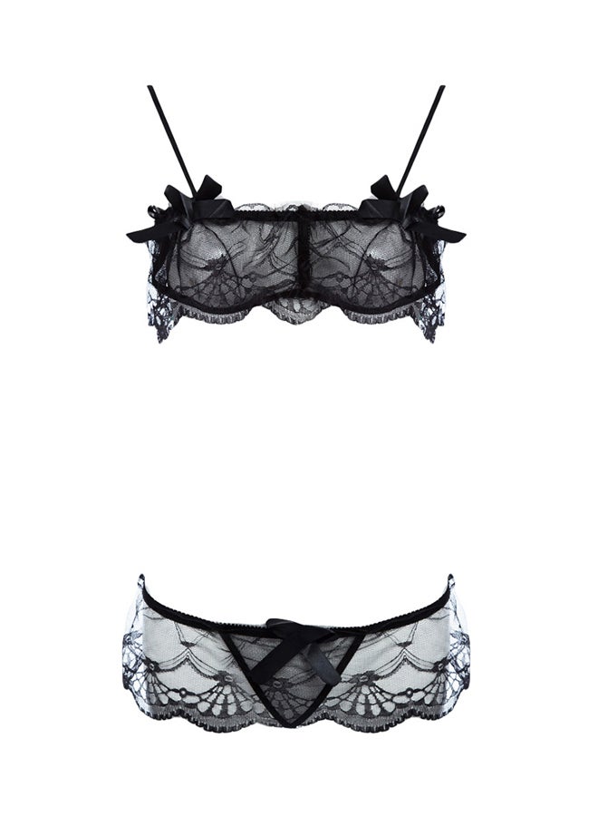 Lacework Straps Bikini Bottoms Black - Image 1