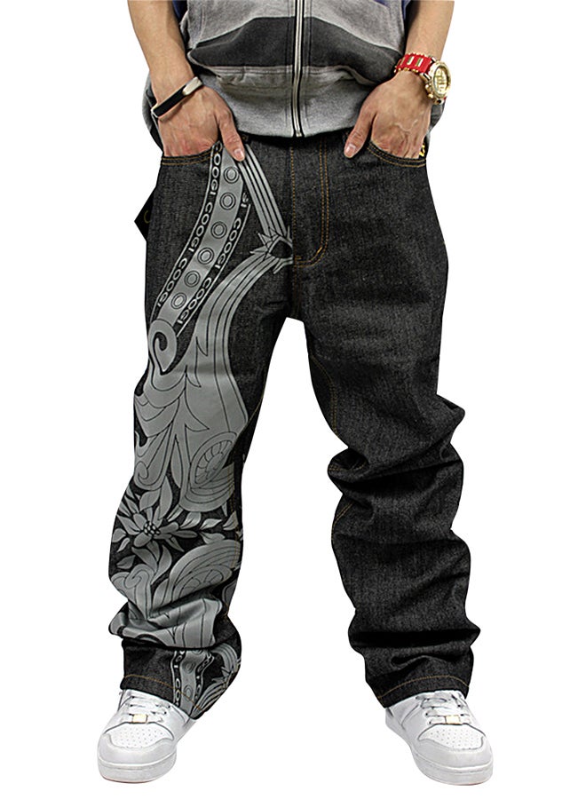 Embroiderd Denim Mid-Rise Jeans Black - Image 1