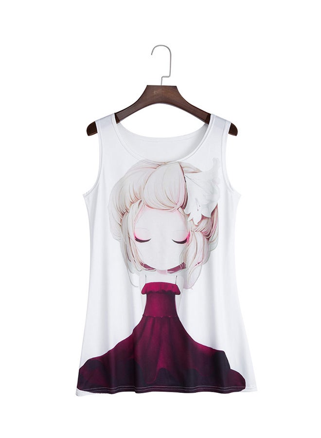Loose Sleeveless Tank Top Purple/White - Image 1