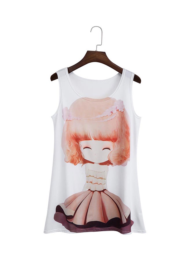 Loose Sleeveless Tank Top Orange/White - Image 1