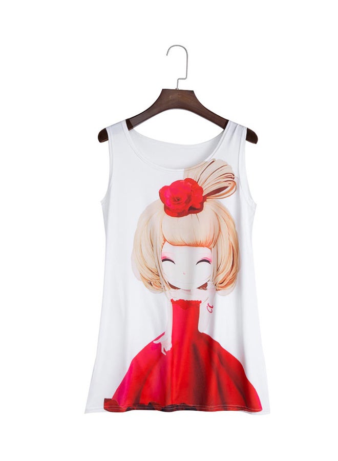 Loose Sleeveless Tank Top Red/Beige/White - Image 1