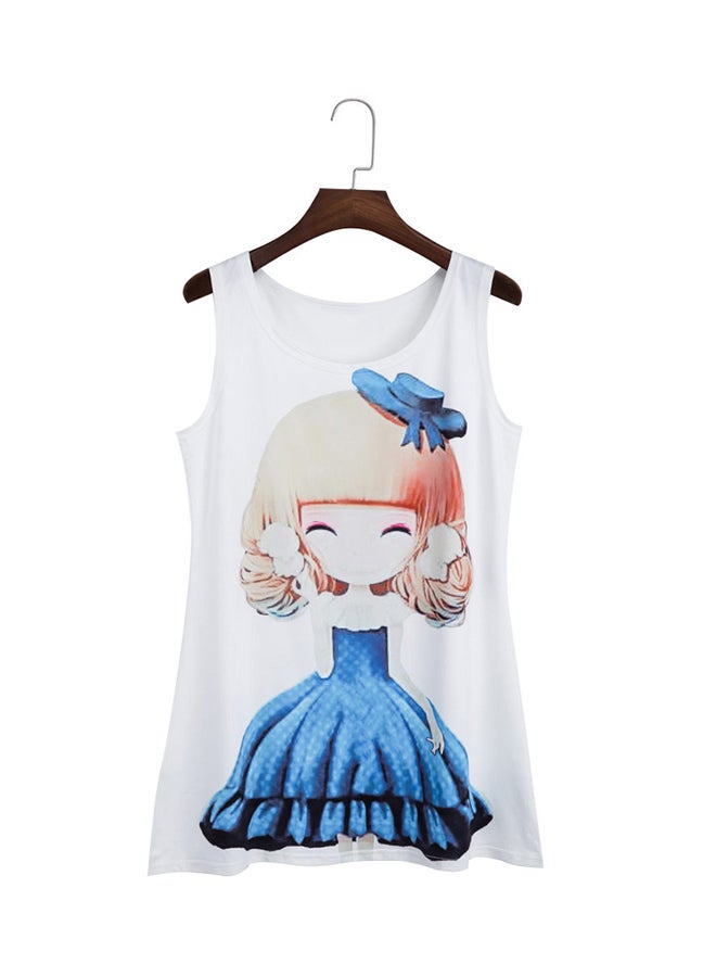 Loose Sleeveless Tank Top Blue/Beige/White - Image 1