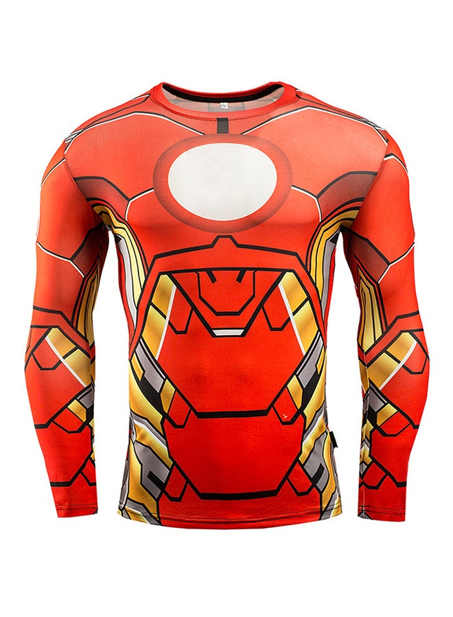 Long Sleeve Sports Elastic T-Shirt Red  - Image 1