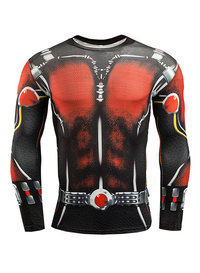 Long Sleeve Sports Elastic T-Shirt Red/Black  - Image 1
