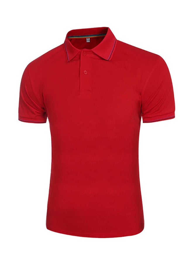 Polo Neck Casual Shirt Red  - Image 1