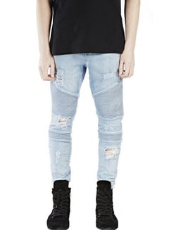 Generic Mid-Rise Skinny Ripped Jeans Light Blue  - Image 1