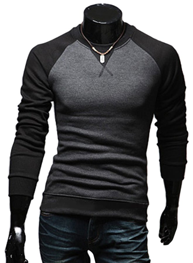 Patchwork Long Sleeve T-Shirt Black/Grey