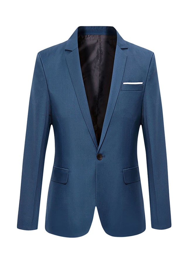 Slim Fit Long Sleeve Suit Blazer Deep Blue 