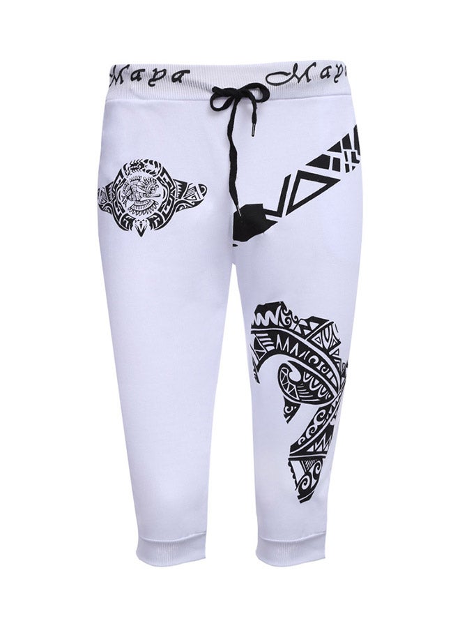 Graffiti Elastic Mid-Rise Sports Capri White  - Image 1