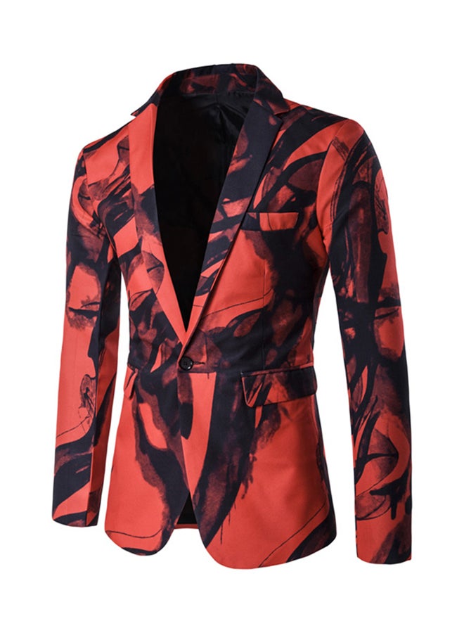 Painting One Button Long Sleeve Blazer Red/Black  - Image 1