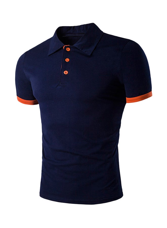 Short Sleeve Panel Design Polo T-Shirt Cadet Blue  - Image 1