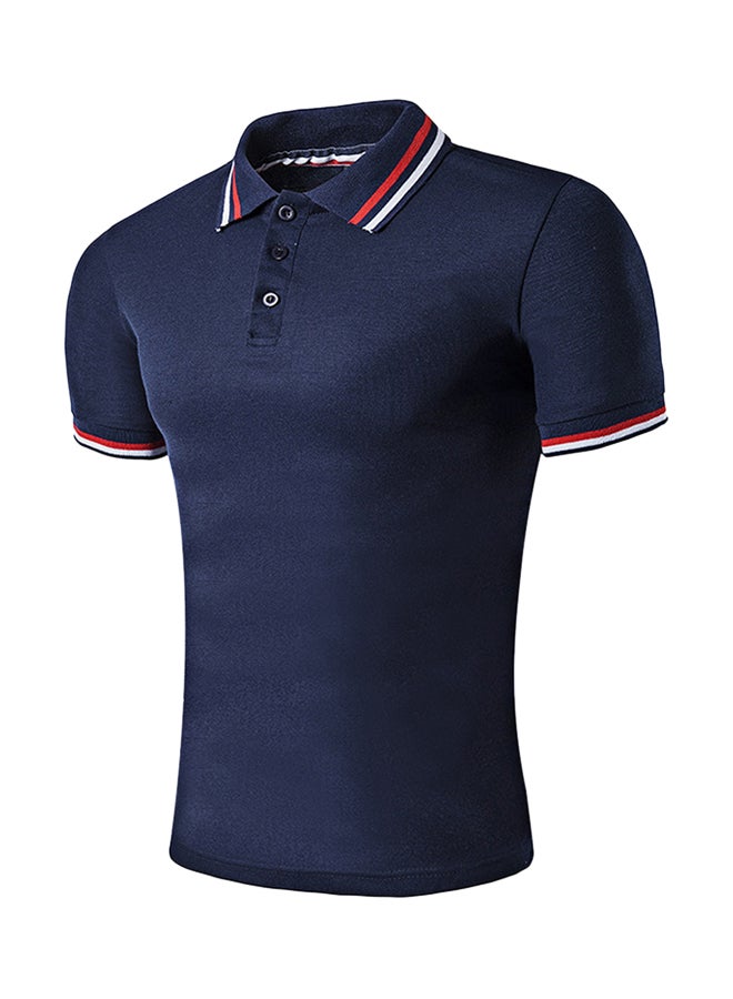 Striped Short Sleeve Polo Cadet Blue  - Image 1