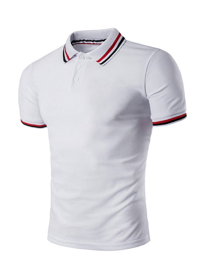 Striped Short Sleeve Polo White  - Image 1