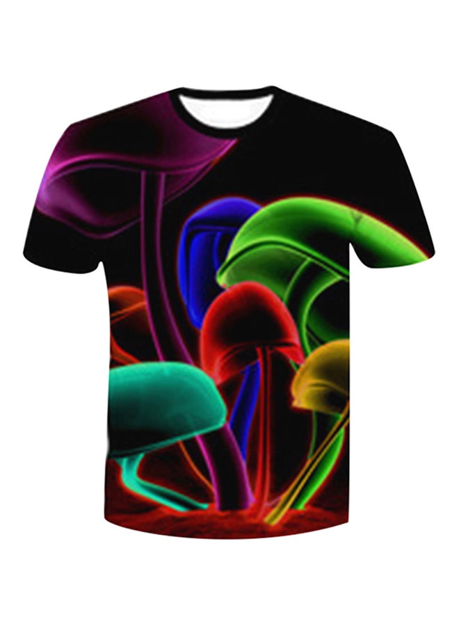 3D Glare Mushroom Printed Short Sleeve T-Shirt Multicolour  - Image 1