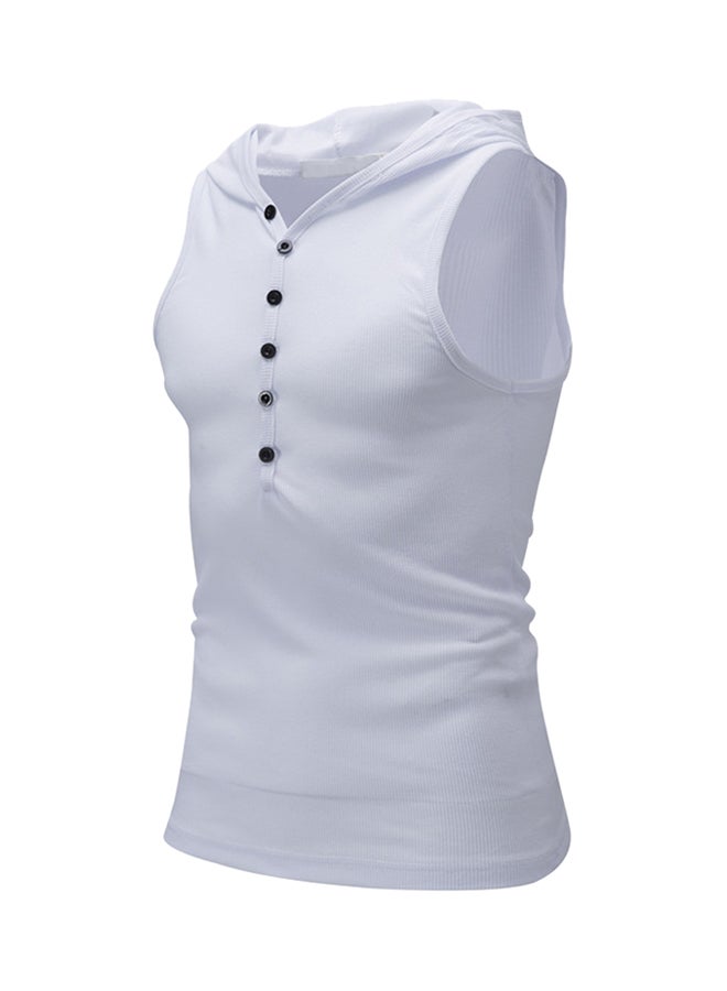 Sleeveless Hooded Vest White  - Image 1