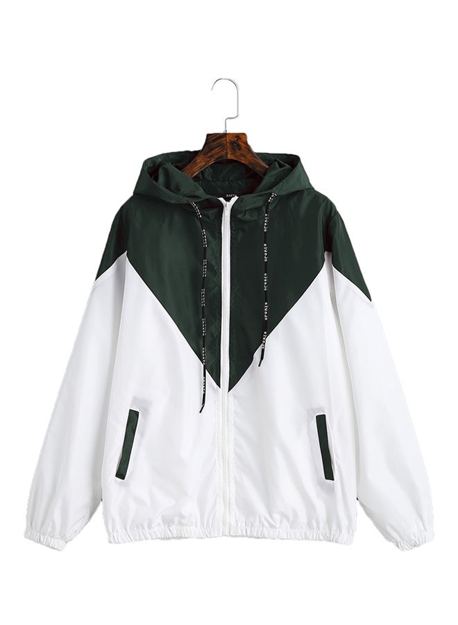 Two Tone Windbreaker Jacket Green/White  - Image 1