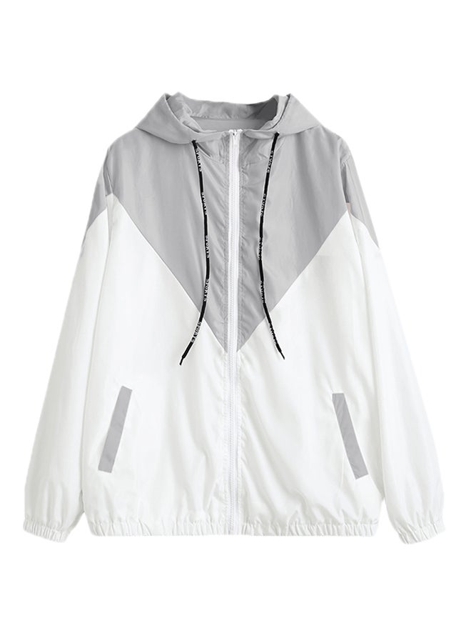 Two Tone Windbreaker Jacket Grey/White - Image 1