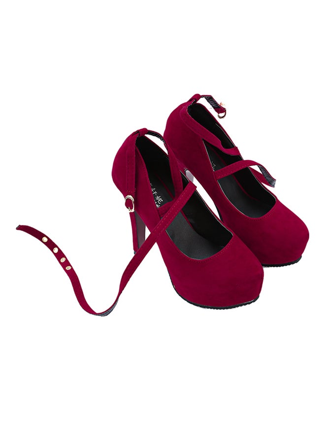 Cross Strap Heel Pump Red  - Image 1