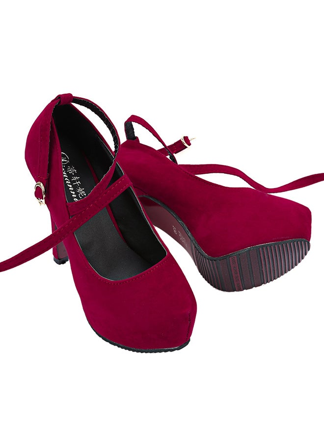 Cross Strap Heel Pump Red  - Image 2