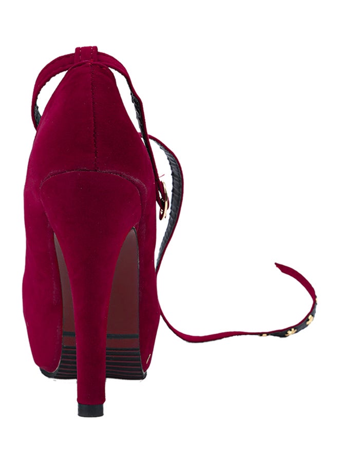 Cross Strap Heel Pump Red  - Image 3