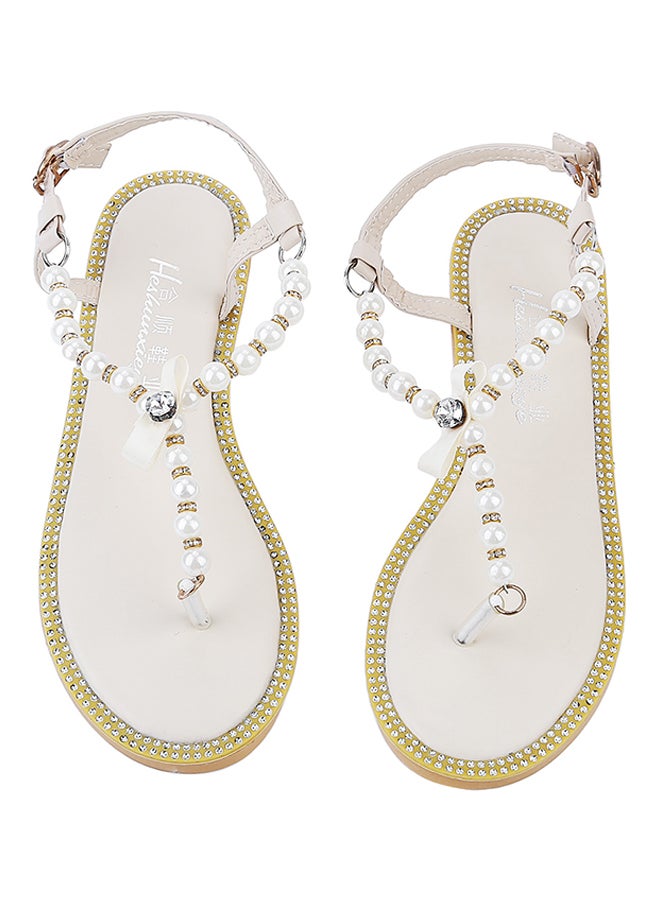 Pearl T- Strap Sandal White - Image 1