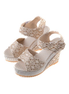 Generic Bohemian Magic Tape High Heels Sandal White/Beige  - Image 4