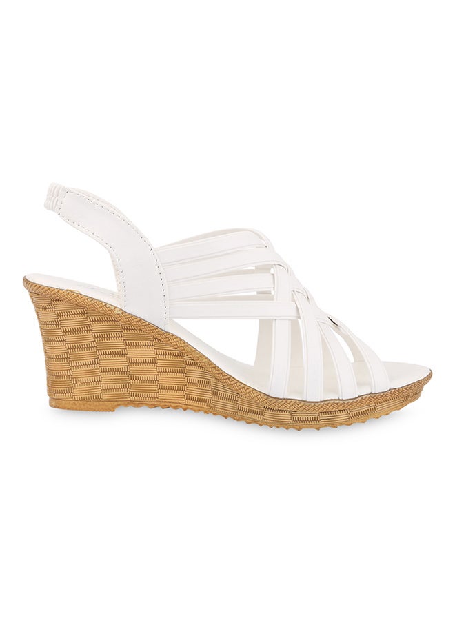 Hollow Wedge Heel Sandal White - Image 1