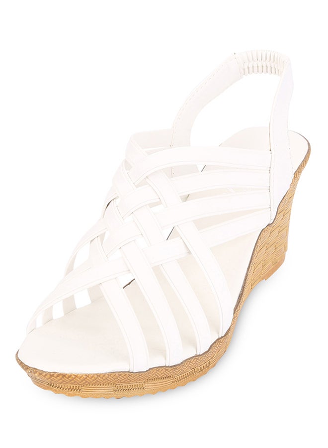 Hollow Wedge Heel Sandal White - Image 4