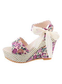 Flower Print Wedge Heel Sandal Multicolour