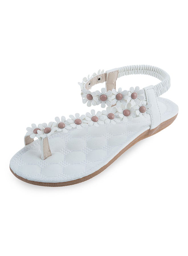 Bohemia Toe-Ring Flat Sandal White - Image 1