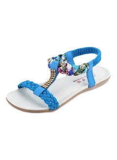 Generic Bohemia Rhinestone Slingback Flat Sandal Blue  - Image 4