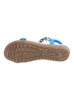 Generic Bohemia Rhinestone Slingback Flat Sandal Blue  - Image 5