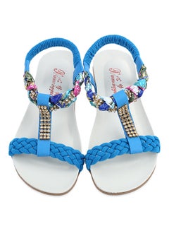 Generic Bohemia Rhinestone Slingback Flat Sandal Blue  - Image 2