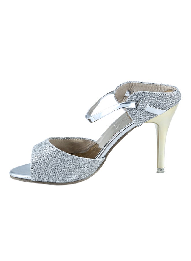 Fish Mouth Ankle Strap Sandal Silver - Image 1