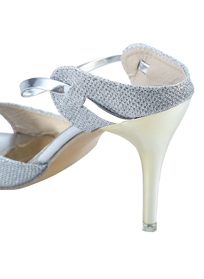 Fish Mouth Ankle Strap Sandal Silver - Image 3