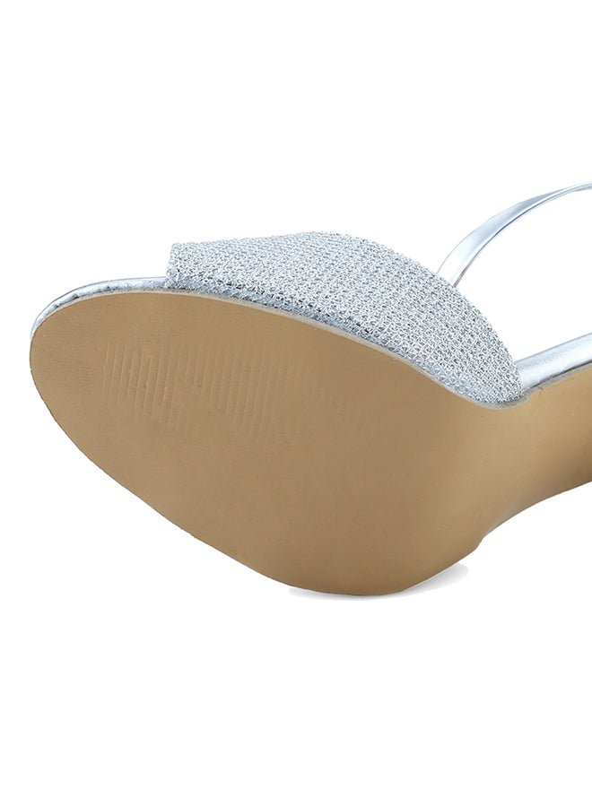 Fish Mouth Ankle Strap Sandal Silver - Image 4