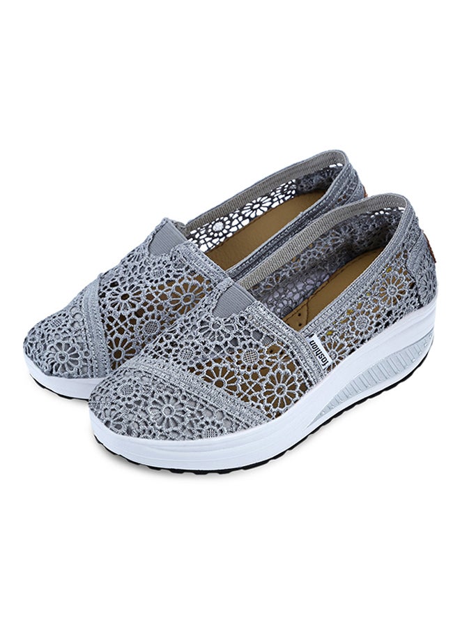 Generic Hollow Slip On Platform Comfort Shoe Deep Grey  - Image 3