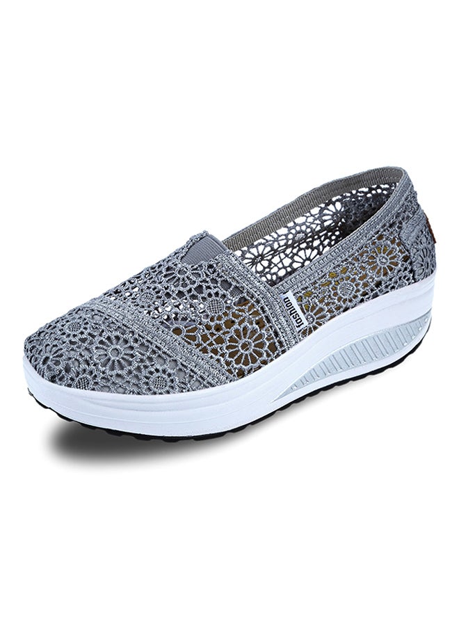 Generic Hollow Slip On Platform Comfort Shoe Deep Grey  - Image 4