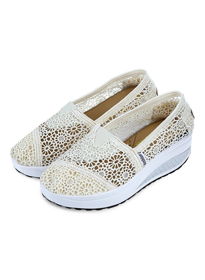 Generic Hollow Slip On Platform Comfort Shoe Off-White  - Image 3