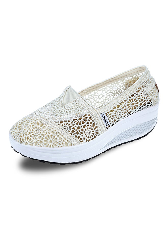 Generic Hollow Slip On Platform Comfort Shoe Off-White  - Image 4