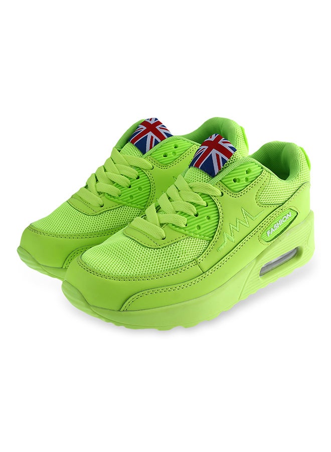 Patchwork Running Shoe Neon Green - Image 3